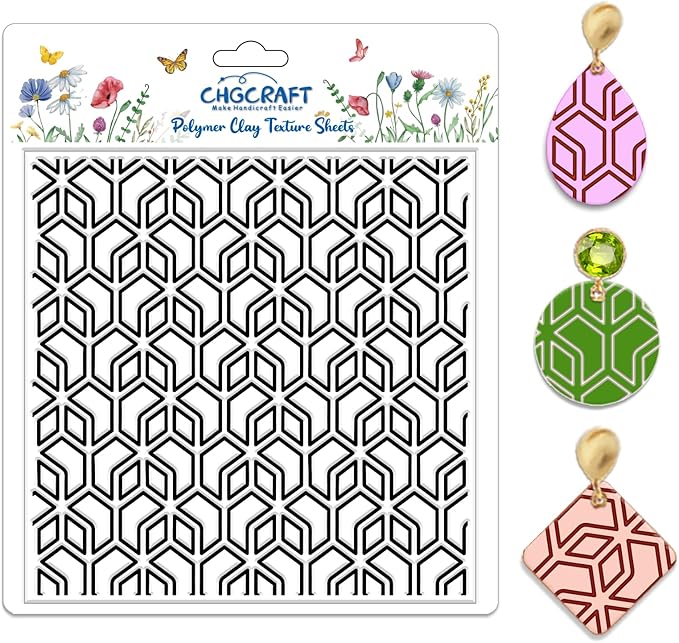 CHGCRAFT Geometry Polymer Clay Texture Sheets Line Art Silicone Texture Stamp by chgcraft