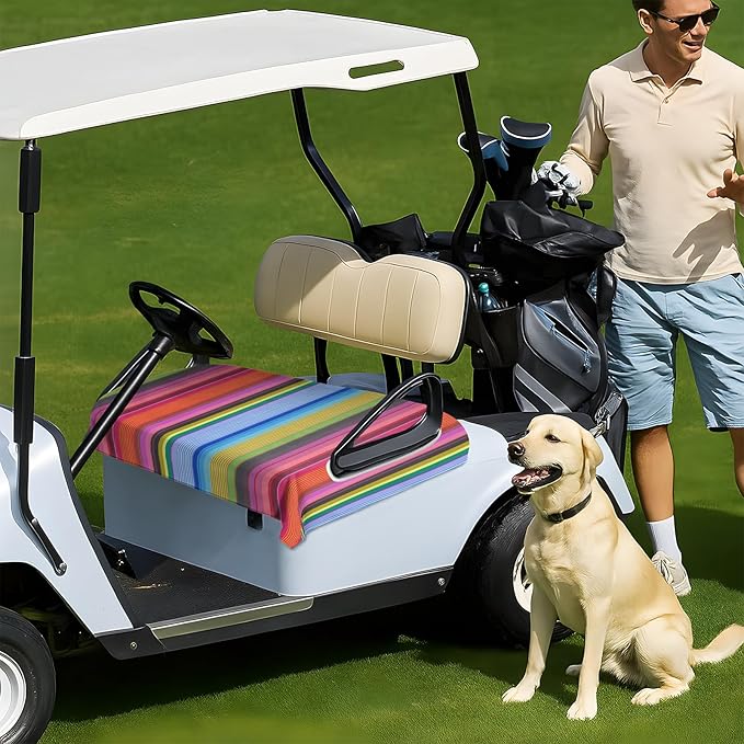 Golf Cart Seat Covers Club Car Golf Cart Accessories for Men Women Golf Carts Seat Towel Blanket 2-Seat Golf Cart Decorations