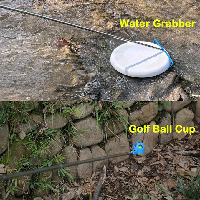MD 5 in 1 Extendable Disc Golf Retriever (16FT) Telescopic Disc Golf Retriever-Disc Retriever with Stainless Steel Frame Multiple Hooks & Carry Bag-Disc Golf Retriever Pole for Tree Bushes & water