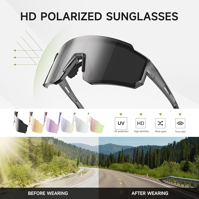 3 Pack Polarized Sunglasses for Men Women, Sports Mens Sunglasses with UV Protection for Baseball Cycling Running