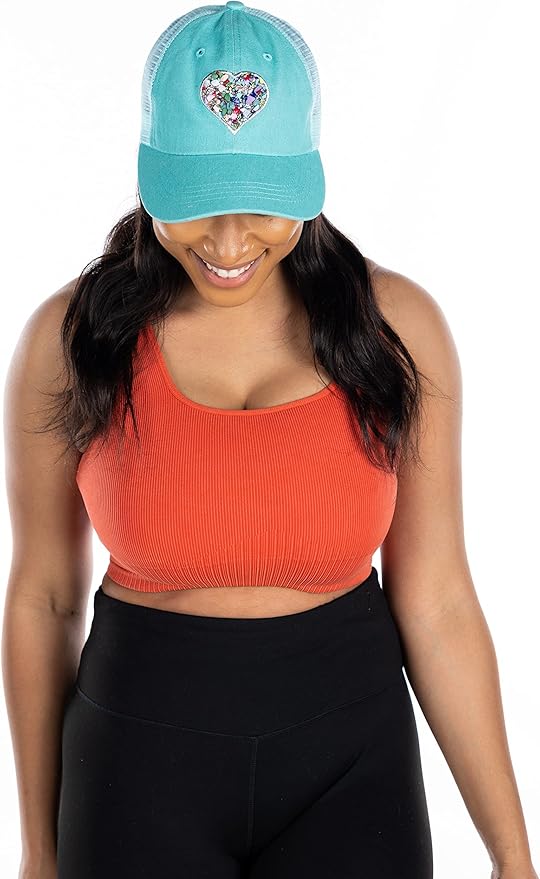 Funky Junque Trucker Hat for Women – Distressed Low Profile Western Camo Baseball Cap with Mesh, Trendy and Adjustable Fit