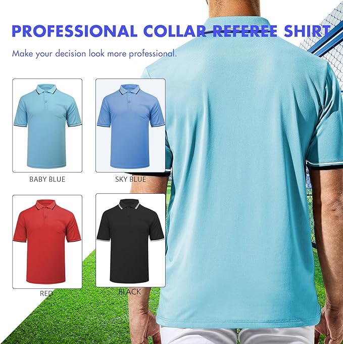 redgino Men's Baseball Softball Umpire Shirt Short Sleeve Polo Ref Jersey Referee Gear - Sized for Chest Protector