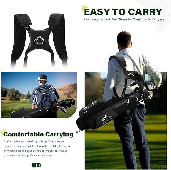 UNIHIMAL Par 3 Golf Bag Small Lightweight with Dual Shoulder Straps – Pitch n Putt Golf Bag Easy to Carry and Durable for Men/Women– 31.5 inches Tall
