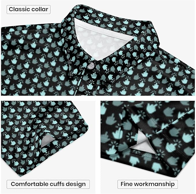 Golf Polo Shirts for Men Funny Print Short Sleeve Golf Shirts Performance Golf Polos
