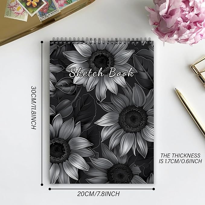 Cabreche Cute Sketchbook Top Spiral Bound Sketch Pad, 9 x 12 inch, 100GSM Thick - Image 2