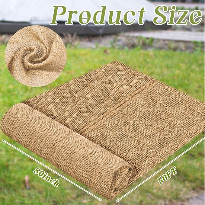 Buryeah 80 Inch x 50 ft Burlap Fabrics Roll Natural Jute Burlap Tree Wraps - Image 2