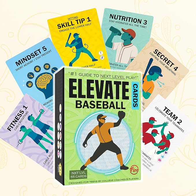 Elevate Baseball Training Cards: Expert Tips for Youth/Teen Baseball Players. Master Positional Skill Techniques, Nutrition, Mindset, Teamwork, Fitness. for Coaches & Players for Next Level Play.