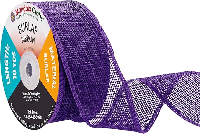 Mandala Crafts Purple Burlap Ribbon 1.5 Inches Wide Jute Ribbons by MandalaCrafts