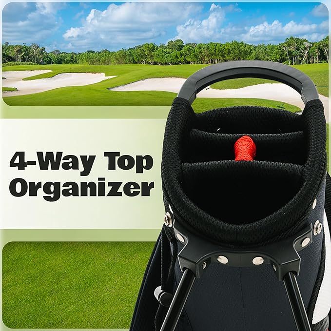 Ultra-Lite Golf Stand Bag - 3 Lbs, 4 Way Divider Portable Golf Club Carry Bag, Water-Repellent Golf Travel Case with Rain Hood, Golf Gifts for Men and Women