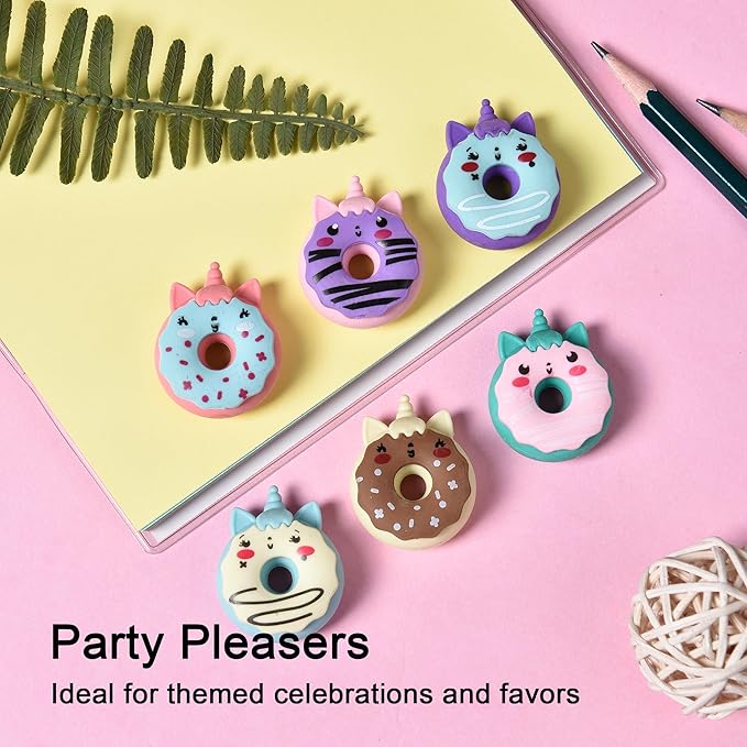 HILAZA Donut Erasers for Kids Bulk, 24 Pieces 3D Cute Fun Monster Erasers for - Image 4