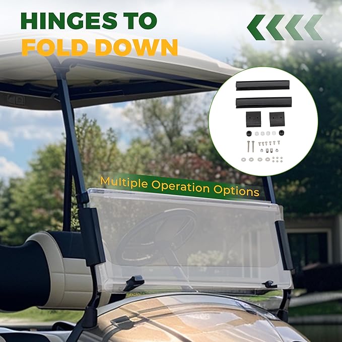 ECOTRIC Tinted Folding Windshield Compatible with 2008-Current EZGO RXV Golf Cart 37"W X 32.25"H