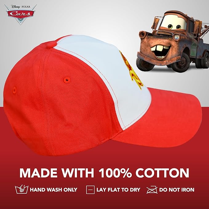 Disney Pixar Cars Baseball Cap, Cotton Adjustable Adult Hat, Red, One Size