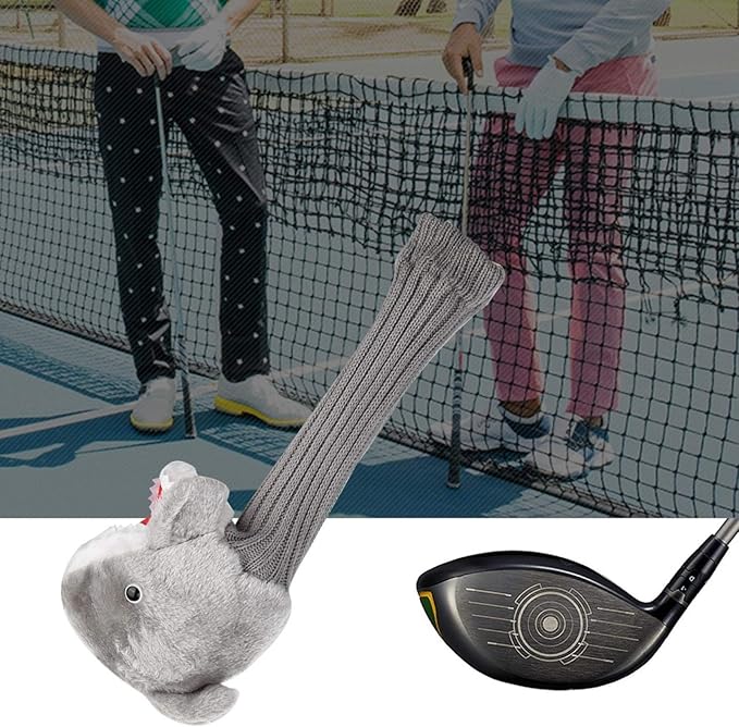 Tiiyee Shark Golf Head Cover, Animals Driver Headcover 3 5 Wood Putter Club Protector Funny Cartoon Plush Cloth Stylish Protection Long Neck for Adults Kids Golfer Men Women Lovers Gift Accessories
