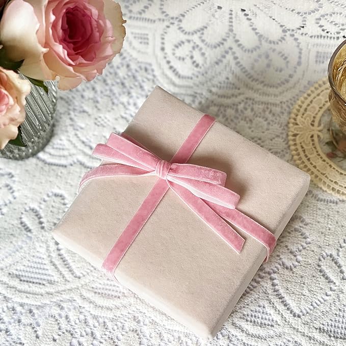 Vintage Pink Velvet Ribbon, 3/8 Inch X 25Yd - Image 6