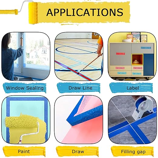 Blue Tape, Painters Tape, Masking Tapes, 0.94 Inch x 60.1 Yards, 6 Rolls - Image 4
