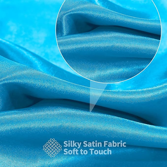 RUDONG M Aqua Blue Satin Fabric by The Yard, 5 Yard x 60 Inch Wide Silky - Image 5