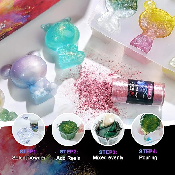 LET'S RESIN 60 Colors Mica Powder, Natural Pearlescent Pigment Powder - Image 5