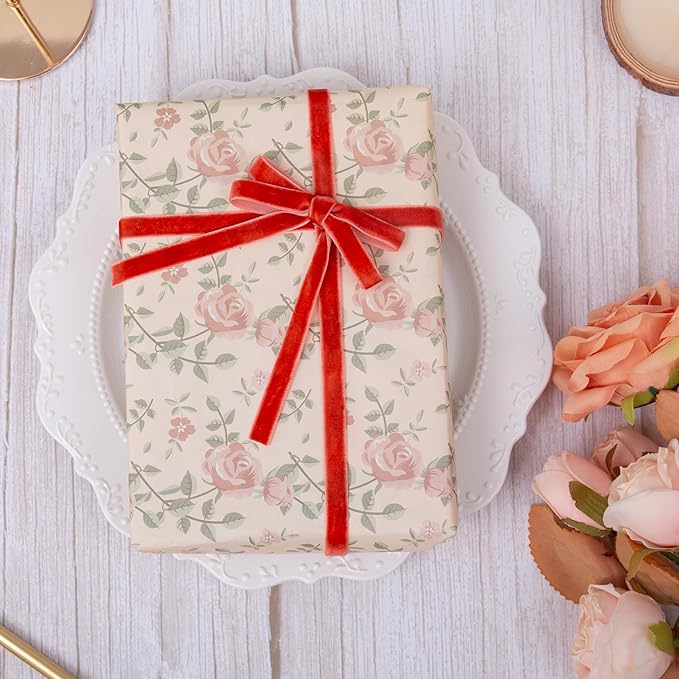 Vintage Terracotta Velvet Ribbon Christmas Ribbon - Image 3