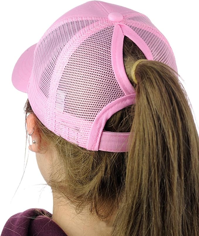 Criss Cross Hat Washed Distressed Baseball Cap Ponytail Hat High Messy Bun Ponycap for Women