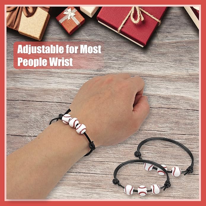 Baseball Party Favors Baseball Gifts - 36PCS Charm Baseball Bracelets, Adjustable Sport Wristbands with Bead Balls - Team Theme Birthday Gift for Teens and Adults