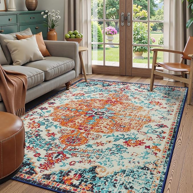 Lahome Bohemian Floral Medallion Area Rug by Lahome