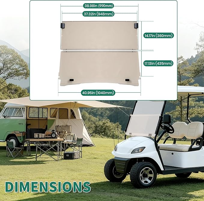 ECOTRIC Tinted Windshield Compatible with 1994-2014 EZGO TXT/Medalist Gas or Electric Models Golf Cart Windshield Folding Down Impact Resistant Windshield