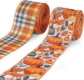 2 Rolls 2.5 Inch x 20 Yards Thanksgiving Fall Wired Ribbon by Habbiful