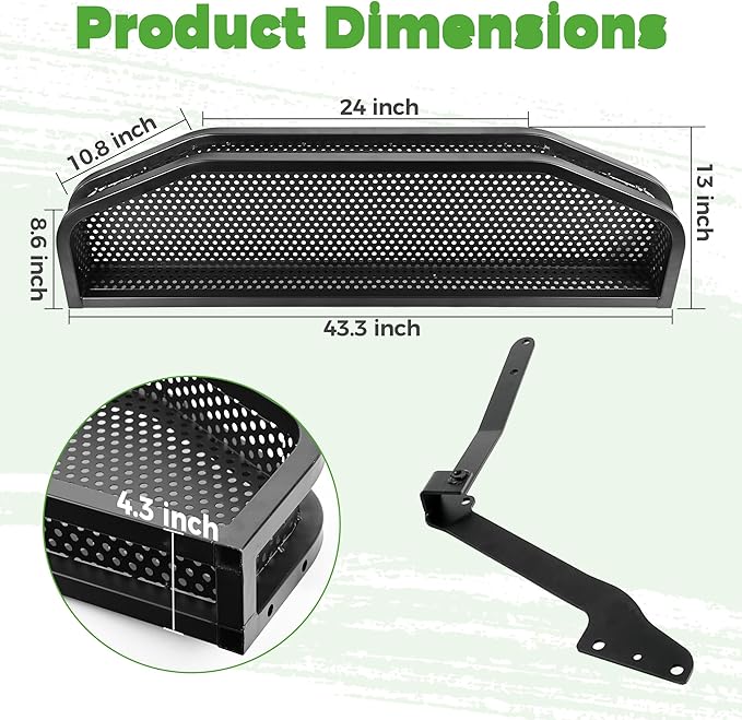 10L0L Golf Cart Front Cargo Basket for EZGO TXT/RXV、Club Car DS/Precedent、Yamaha G22/G29 - Heavy-Duty Steel Mesh Storage Rack, Gas/Electric Compatible
