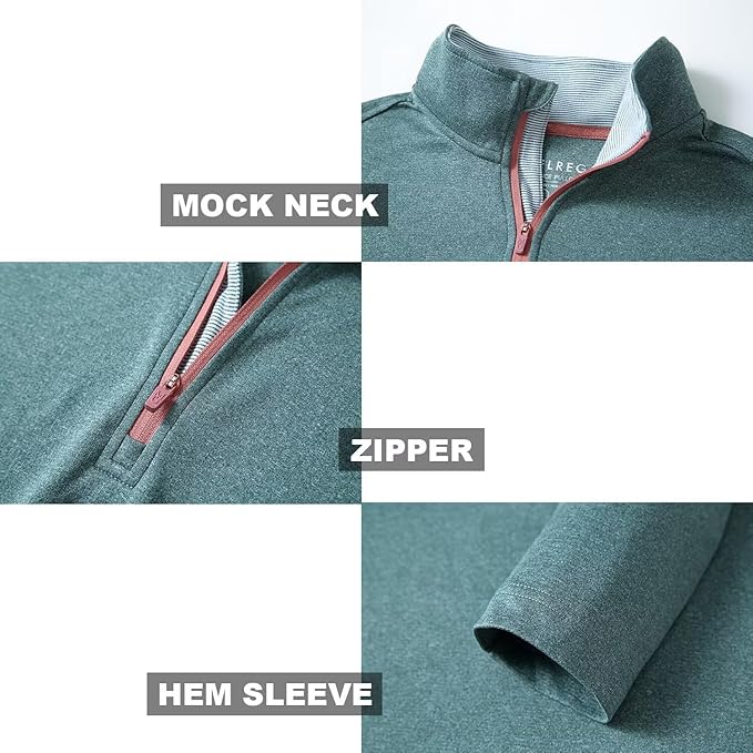 M MAELREG Quarter Zip Golf Pullover Men Dry Fit Long Sleeve Performance Wicking Mock Neck 1/4 Zip Pullover Mens Sweatshirt