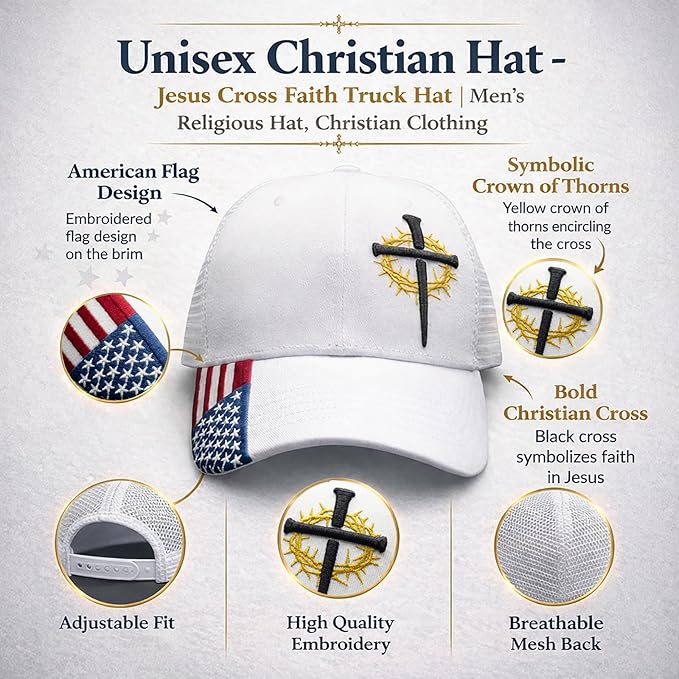 Christian Hats for Men,Cross Hats for Men,Jesus hat,Christian Religious Gifts for Birthday/Christmas