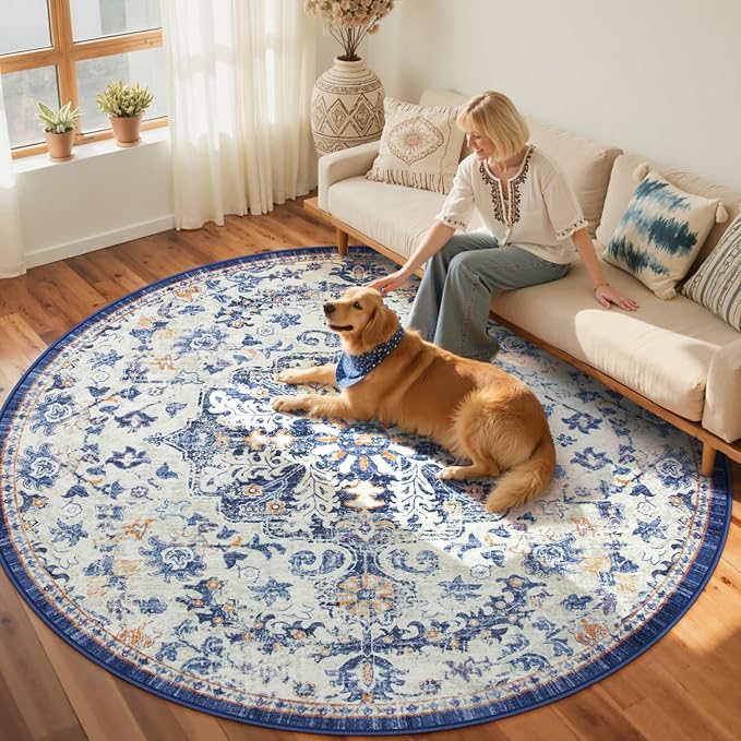 Lahome Bohemian Washable Round Rugs 6ft, Large Circle Rug - Image 8