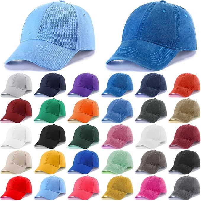 Yahenda 30 Pack Vintage Baseball Cap Washed Denim Distressed Bulk Adjustable Cotton Dad Hat Golf Hats for Women Men