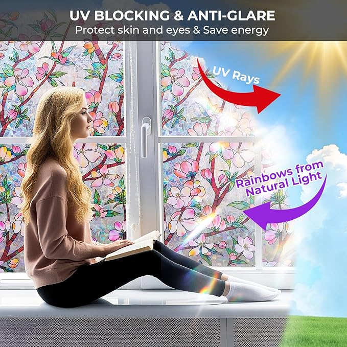 Window Privacy Film Rainbow Film Stained Glass 3D Static Cling Decorative - Image 4