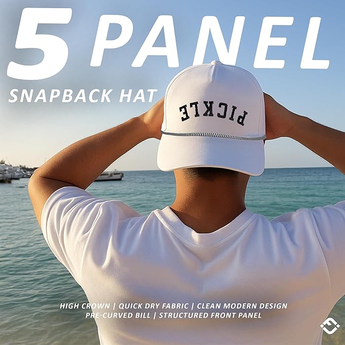 Funky Junque Performance Waterproof Golf Rope Hat – Cool Breathable Workout 5 Panel Snapback Cap for Men