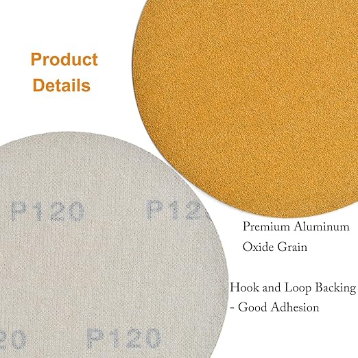 6-Inch No-Hole Hook and Loop Sanding Discs 120-Grit, Random Orbital Sandpaper - Image 5