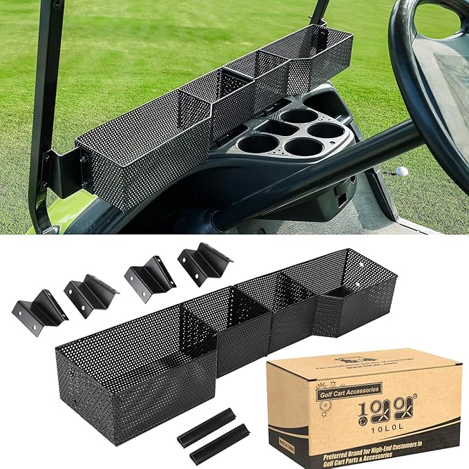 10L0L Golf Cart Front Basket for Yamaha G29/Drive & Drive 2, Dash Storage Box Metal Mesh Tray Organizer