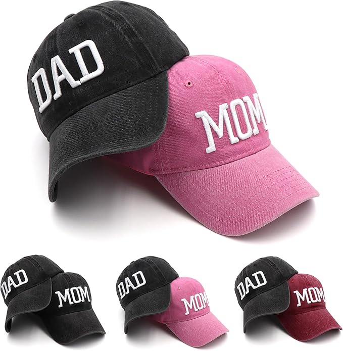 Mom and Dad Hats New Mom Gifts Embroidered Hats for Men Women Adjustable Baseball Cap New Parents Gifts for Couples