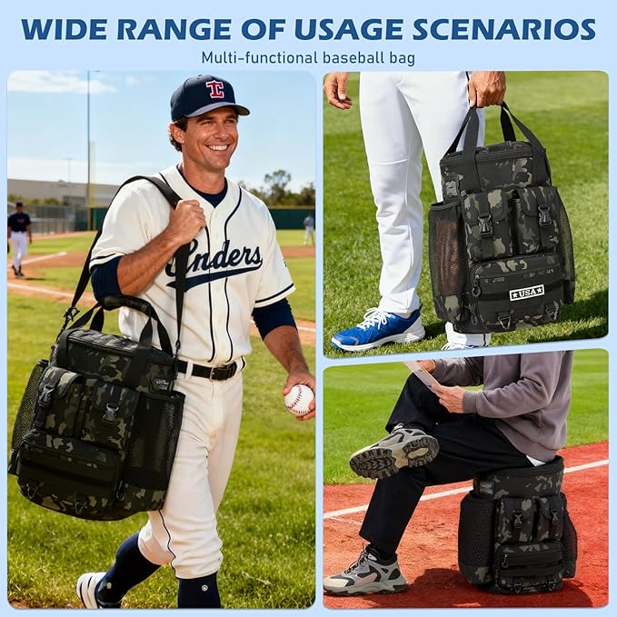 Baseball Bucket Bag - Baseball Coaching Accessories Organizer, Softball Bucket Bag with Insulation Pocket, Anti-Slip Bottom for Bat, Gloves, Scoreboards