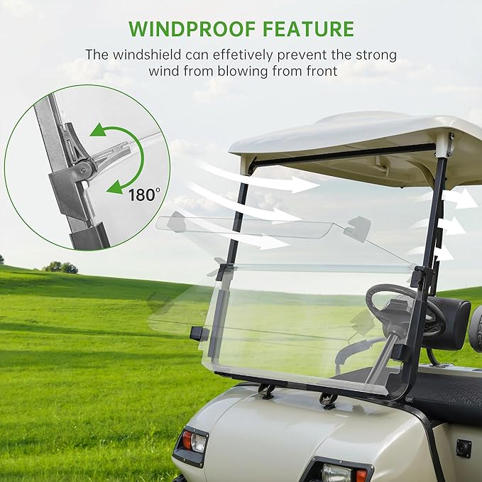 10L0L Golf Cart Windshield for Yamaha G22 (2003-2006) Models Gas or Electric Golf Cart (Clear/Tinted)