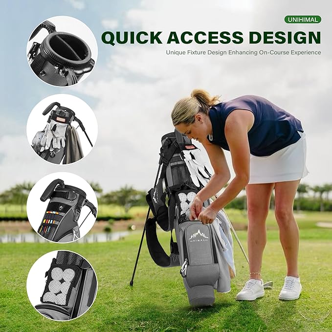 UNIHIMAL Par 3 Golf Bag Small Lightweight with Dual Shoulder Straps – Pitch n Putt Golf Bag Easy to Carry and Durable for Men/Women– 31.5 inches Tall
