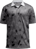 KUYIGO Mens Polo Shirt Quick Dry Moisture Wicking UPF 40+ Performance Printed Short Sleeve Summer Tennis Golf Shirt