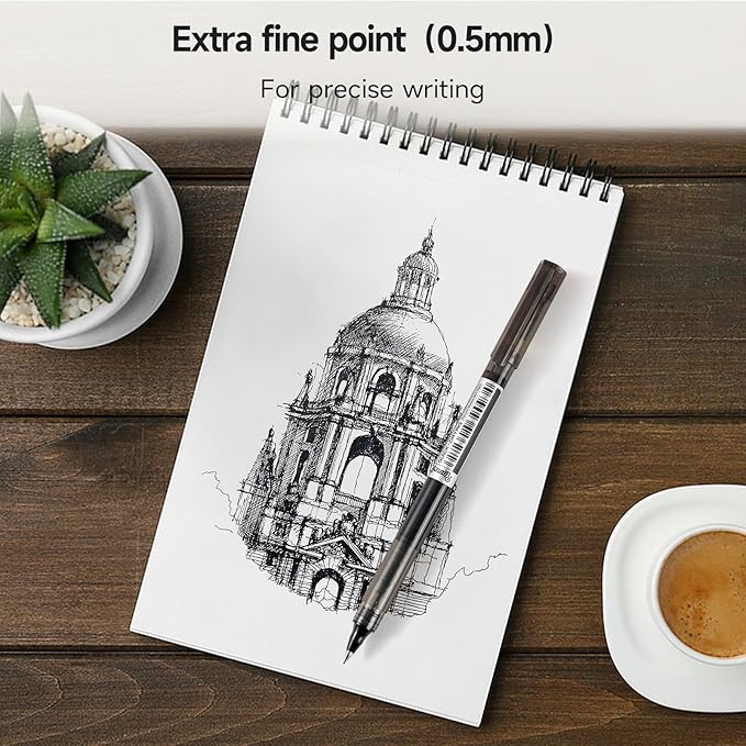 RIANCY Black Fine Point Gel Pens 24Pcs 0.5mm Gel Ballpoint Pens Black Liquid - Image 4