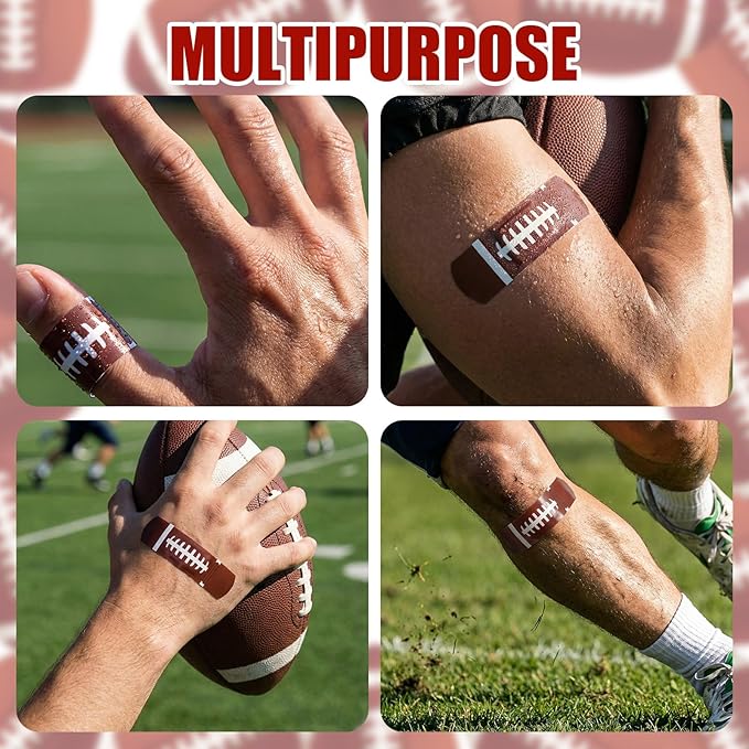 Geiserailie 120 Pieces Football Bandages Fabric Adhesive Finger Bandages Waterproof Flexible Travel First Aid Supplies for Football Team Boys Girls Fans Party Supplies