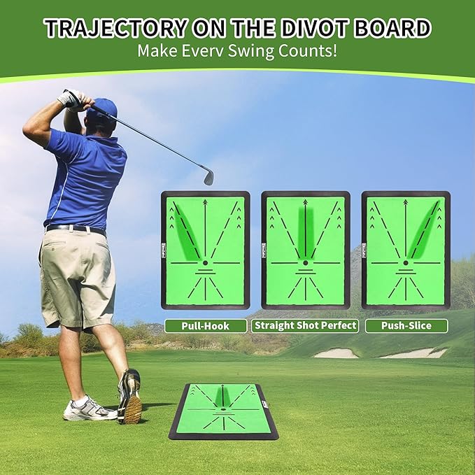 Golf Hitting Mat, Swing Path Feedback Golf Training Mat, 16"x12" Extra Replaceable Practice Mat, Indoor Outdoor Golf Swing Detection Mat, Ideal Golf Gifts for Men & Women Home Backyard Use