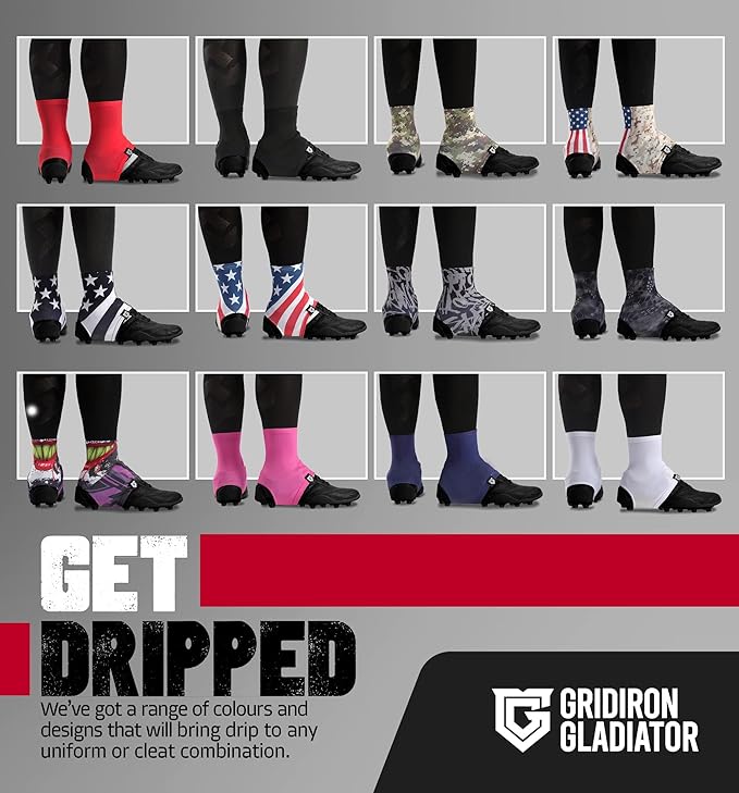 Gridiron Gladiator Cleat Covers - Football Spats - Football Cleat Cover - Cleat Spats for Soccer, Baseball & Softball