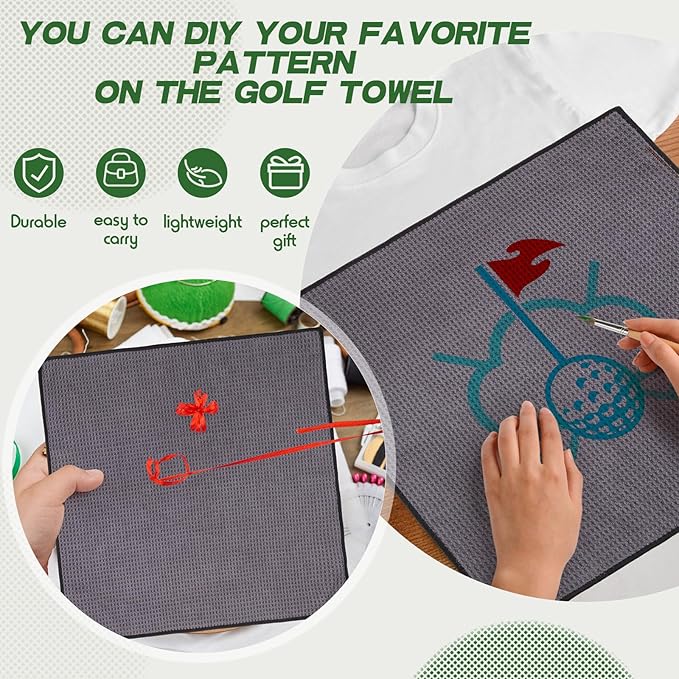Batiyeer Golf Towel Bulk for Golf Bags 16'' x 16'' Microfiber Fabric Towel with Clip Waffle Pattern, Fitness, Camping, Hiking, Yoga