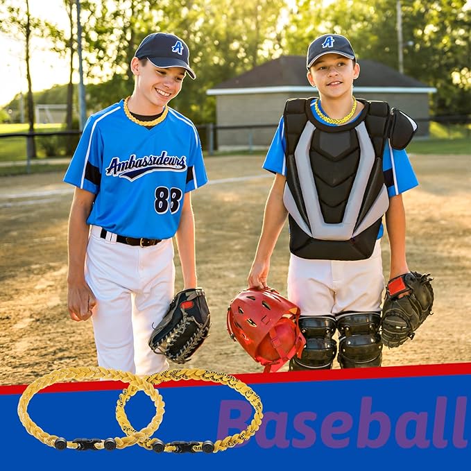 Junkin Baseball Necklaces Three Braided Rope Titanium Necklace for Fans Team Gifts Boys Men Player Softball Sports