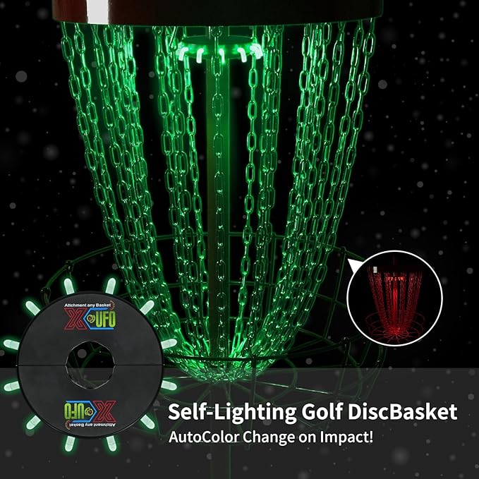 X-UFO Disc Golf Basket Frame Sensor Light and Automatic Color Change, Compatible with Disc Golf Basket Frames