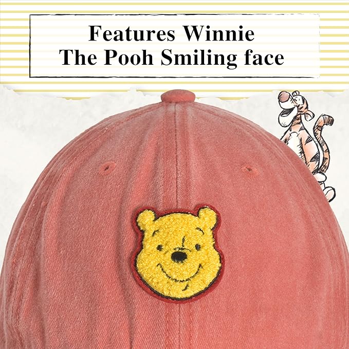 Disney Winnie The Pooh Dad Hat, Adjustable Cotton Baseball Cap with Curved Brim