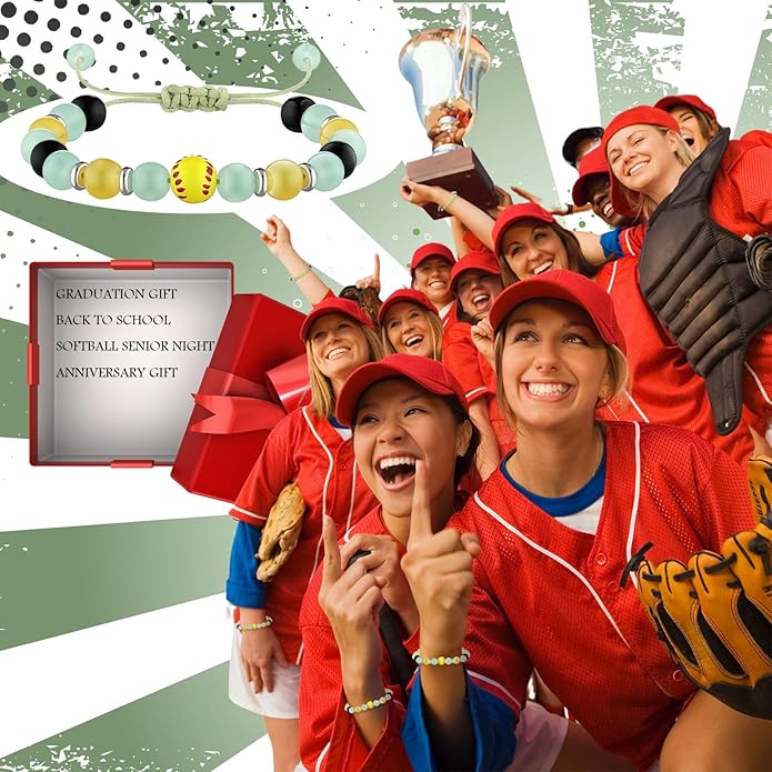 12 Set Sport Adjustable Beaded Bracelets Gifts Football Softball Soccer Volleyball Golf Basketball Hockey Bracelets for Women Men Adjustable Beaded Accessories